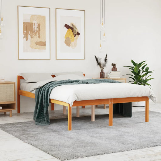 vidaXL Letto per Anziani Marrone Cera 140x190 cm Legno Massello Pino