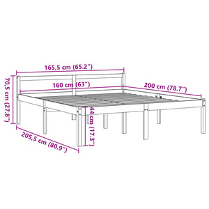 Letto per Anziani Marrone Cera 160x200cm Legno Massello di Pino 844160