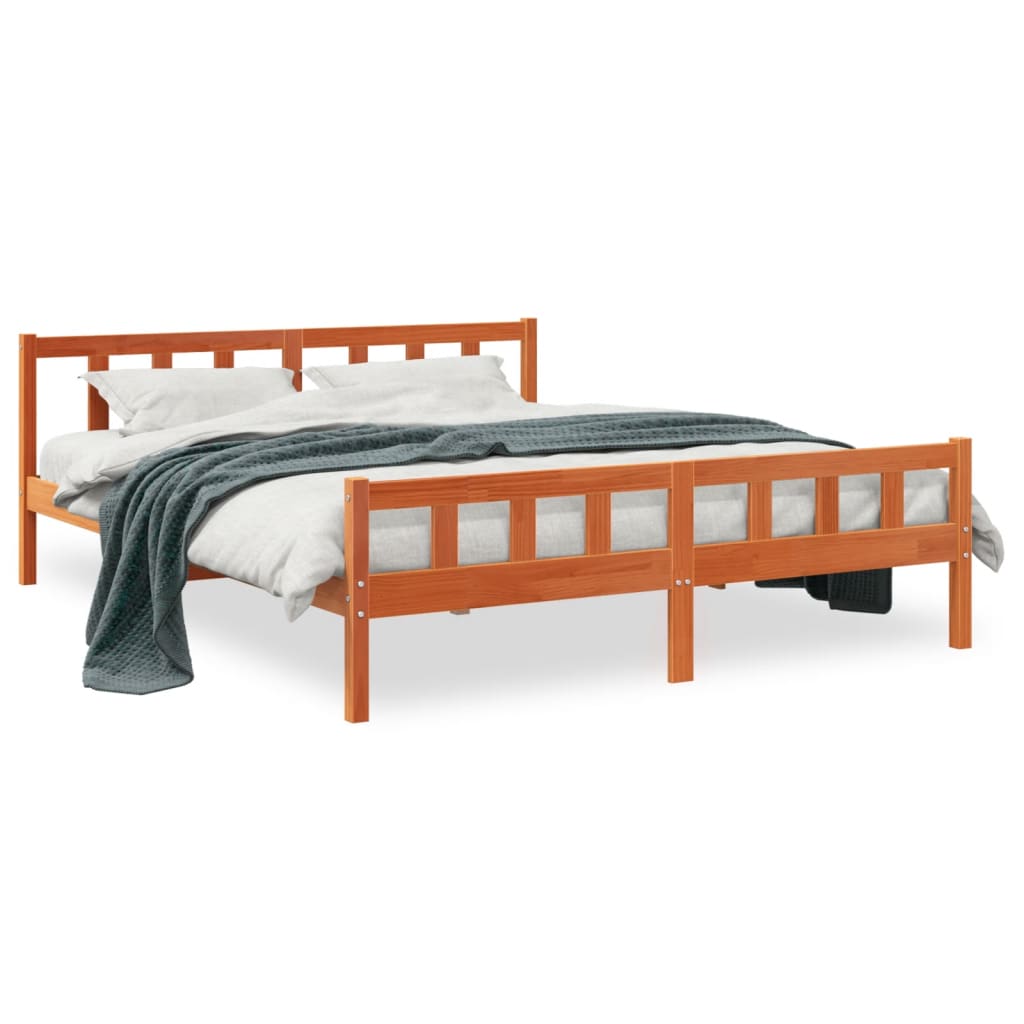 Letto senza Materasso Marrone Cera 160x200 cm in Legno di Pino 844399