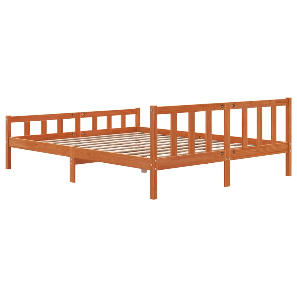 Letto senza Materasso Marrone Cera 160x200 cm in Legno di Pino 844399