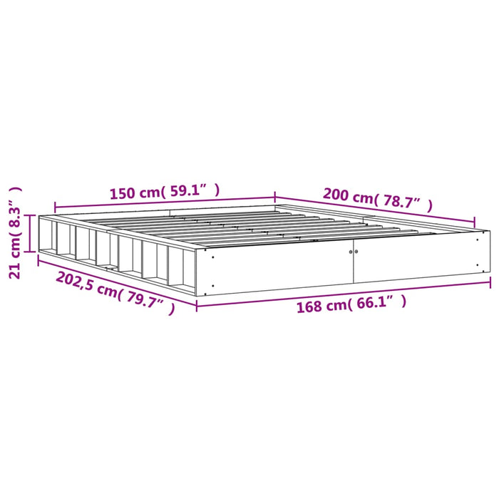 Letto senza Materasso Marrone Cera 150x200 cm in Legno di Pino 844427