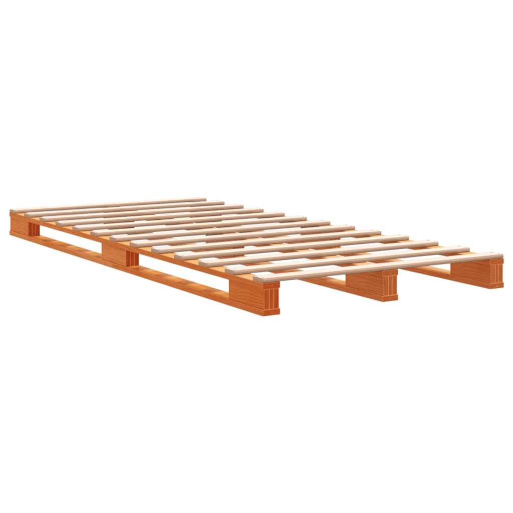 Letto Pallet Marrone Cera 90x200 cm in Legno Massello di Pino 844452