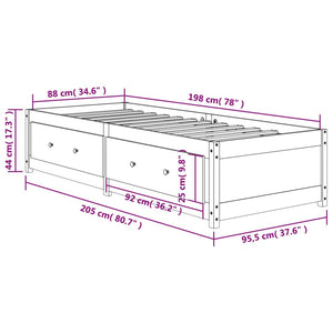 Dormeuse senza Materasso Marrone Cera 90x200 cm Legno di Pino