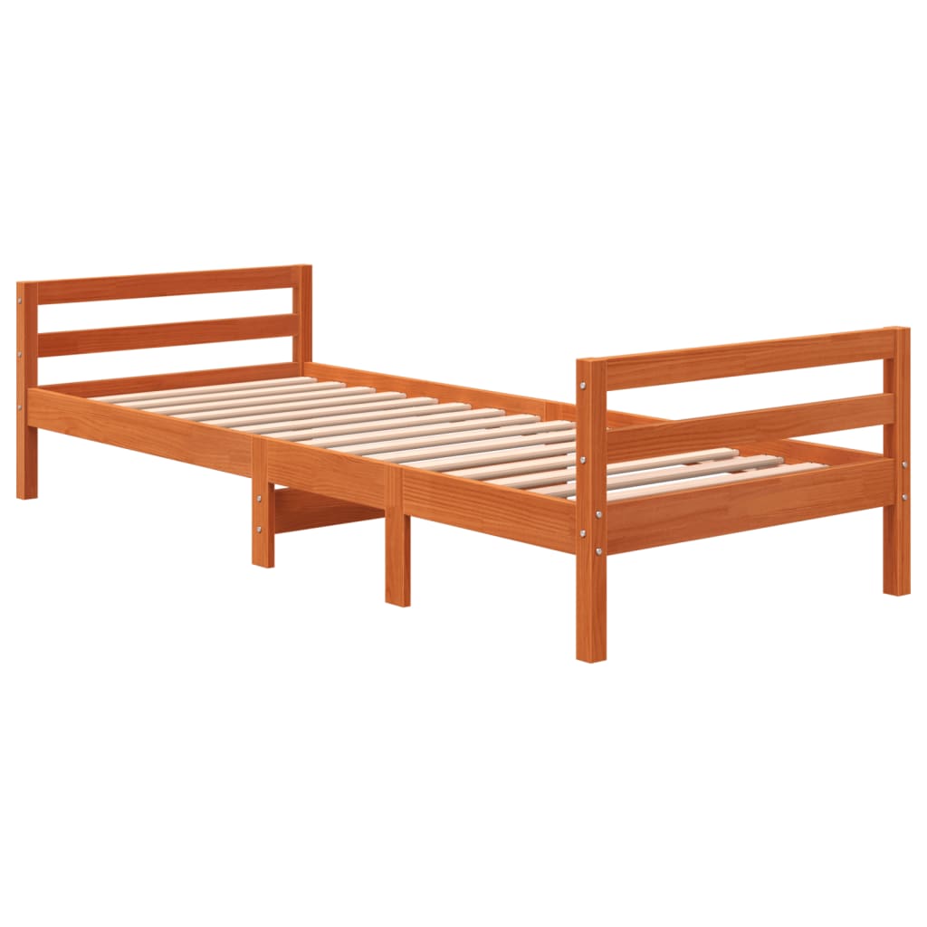 Letto senza Materasso Marrone Cera 90x200 cm Legno di Pino 844485