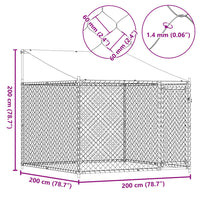 Gabbia per cani con tetto e porta 2 x 2 x 2 m in acciaio zincato grigio 02_0041630