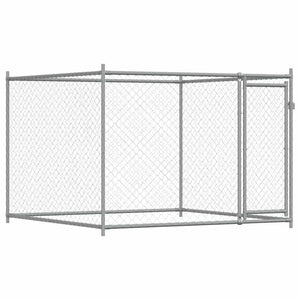 Gabbia per Cani con Porta Grigia 2x2x1,5 m in Acciaio Zincatocod mxl 134672
