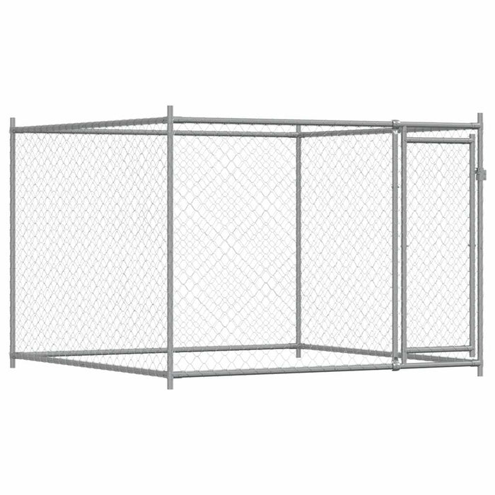 Gabbia per Cani con Porta Grigia 2x2x1,5 m in Acciaio Zincatocod mxl 134672