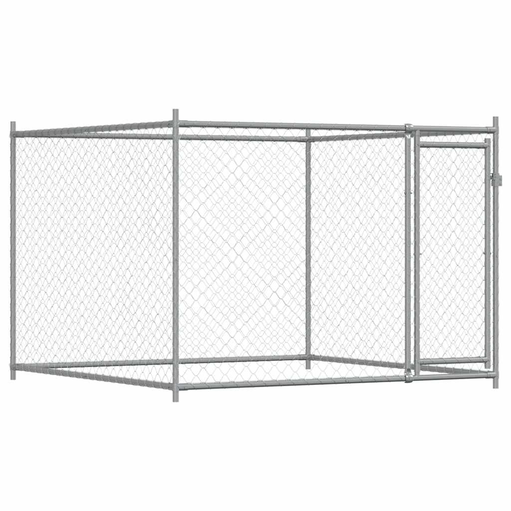 Gabbia per cani con porta 2 x 2 x 1,5 m acciaio zincato grigio 02_0041618