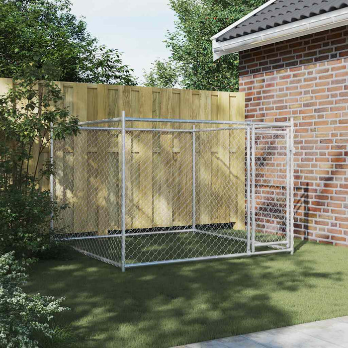 Gabbia per Cani con Porta Grigia 2x2x1,5 m in Acciaio Zincatocod mxl 134672