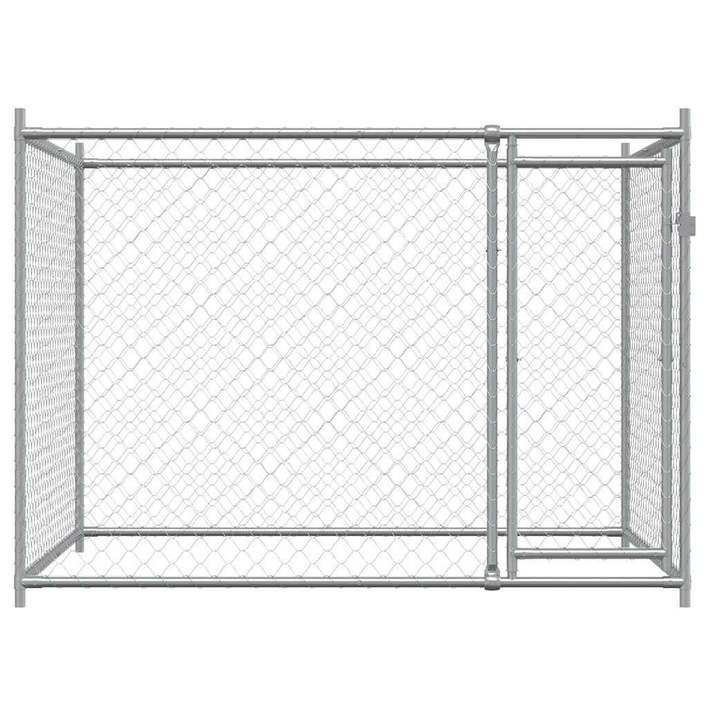 Gabbia per cani con porta 2 x 2 x 1,5 m acciaio zincato grigio 02_0041618