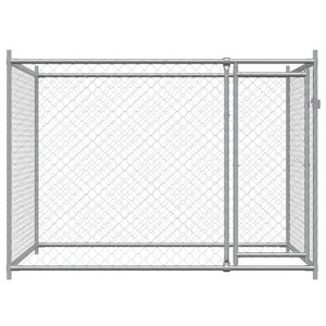 Gabbia per cani con porta 2 x 2 x 1,5 m acciaio zincato grigio 02_0041618