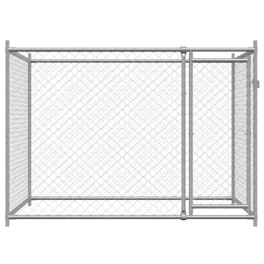 Gabbia per cani con porta 2 x 2 x 1,5 m acciaio zincato grigio 02_0041618