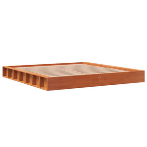 Giroletto senza Materasso-Struttura Letto Marrone Cera 200x200 cm Legno di Pino 711541