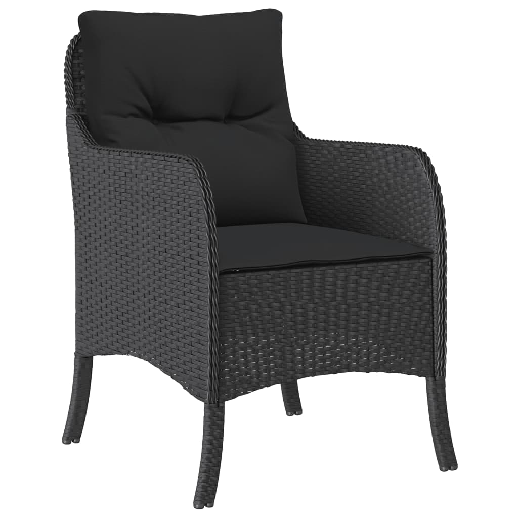 Set da Pranzo da Giardino 5 pz Nero con Cuscini in Polyrattan 3211867
