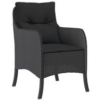Set da Pranzo da Giardino 5 pz Nero con Cuscini in Polyrattan 3211867
