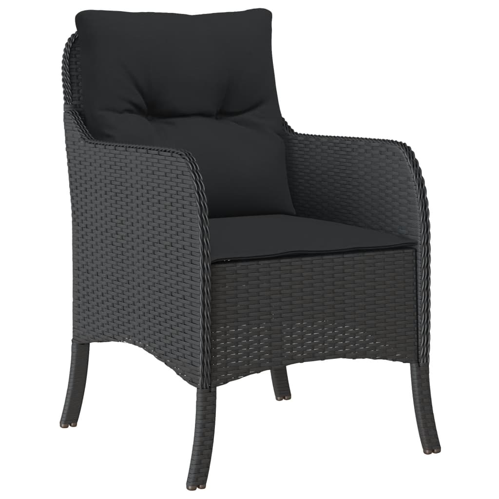 Set da Pranzo da Giardino 9 pz con Cuscini Nero in Polyrattan 3211881