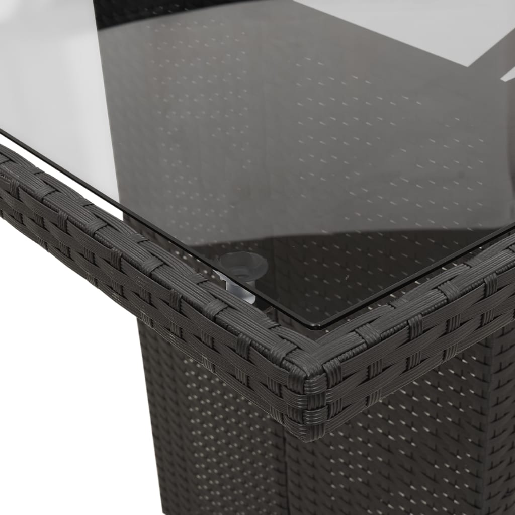 Set da Pranzo da Giardino 9 pz con Cuscini Nero in Polyrattan 3211881