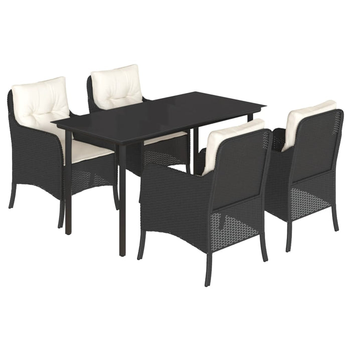 Set da Pranzo da Giardino 5 pz Nero con Cuscini in Polyrattan 3211915