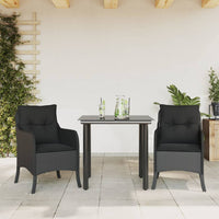 Set da Pranzo da Giardino 3 pz con Cuscini Nero in Polyrattan 3211927
