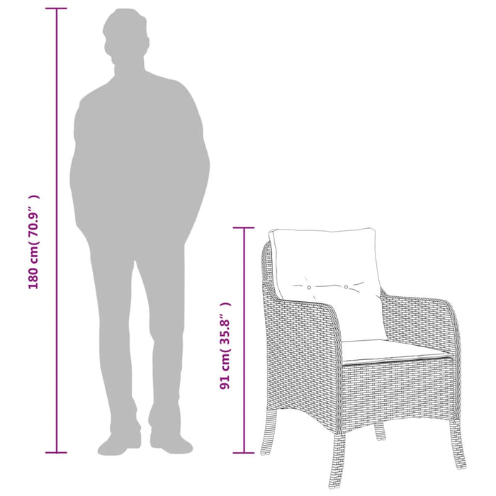 Set da Pranzo da Giardino 5pz con Cuscini in Polyrattan Marrone 3211942