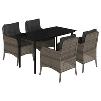 Set da Pranzo da Giardino 5 pz con Cuscini in Polyrattan Grigio 3211957