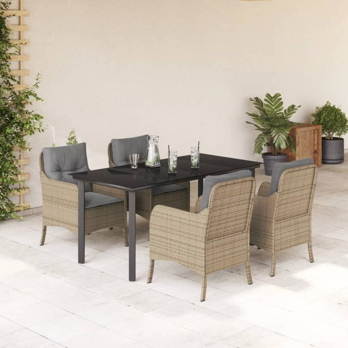 Set da Pranzo da Giardino 5 pz con Cuscini Beige in Polyrattan 3211986