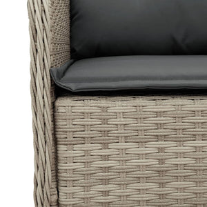 Set da Pranzo da Giardino 7 pz Cuscini Polyrattan Grigio Chiaro