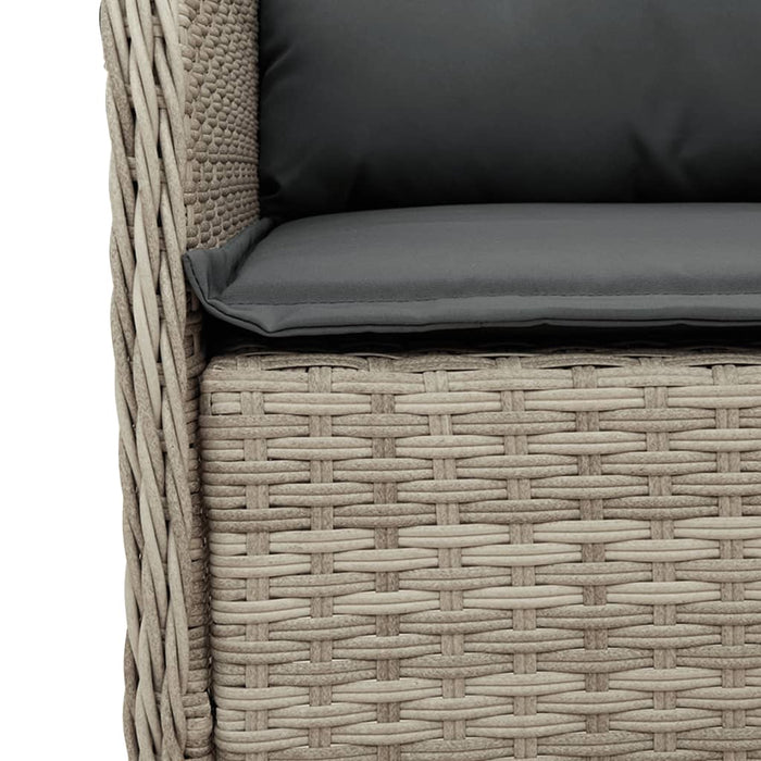 Set da Pranzo da Giardino 7 pz Cuscini Polyrattan Grigio Chiaro