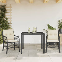 Set da Bistrò 3 pz con Cuscini Nero in Polyrattan 3212018
