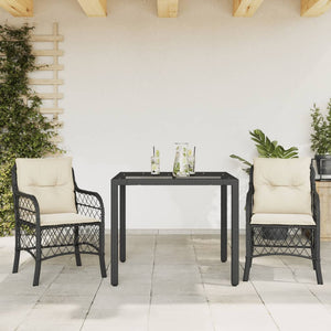 Set da Bistrò 3 pz con Cuscini Nero in Polyrattan 3212018