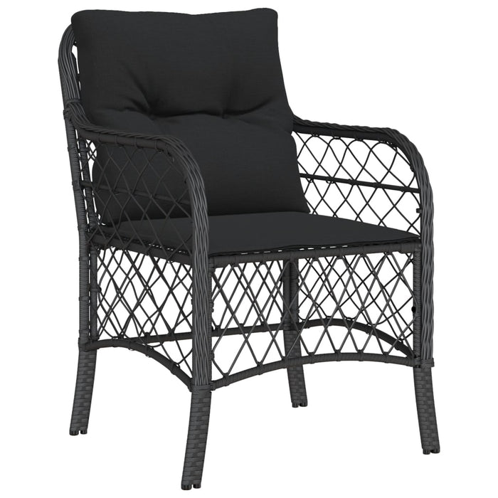Set da Pranzo da Giardino 5 pz Nero con Cuscini in Polyrattan 3212026