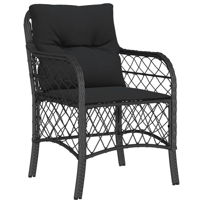 Set da Pranzo da Giardino 9 pz con Cuscini Nero in Polyrattan 3212029