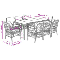 Set da Pranzo da Giardino 9 pz con Cuscini Nero in Polyrattan 3212029