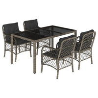 Set da Pranzo da Giardino 5 pz con Cuscini in Polyrattan Grigio 3212032