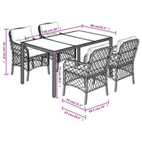 Set da Pranzo da Giardino 5 pz con Cuscini in Polyrattan Grigio 3212032
