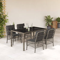 Set da Pranzo da Giardino 5 pz con Cuscini in Polyrattan Grigio 3212032