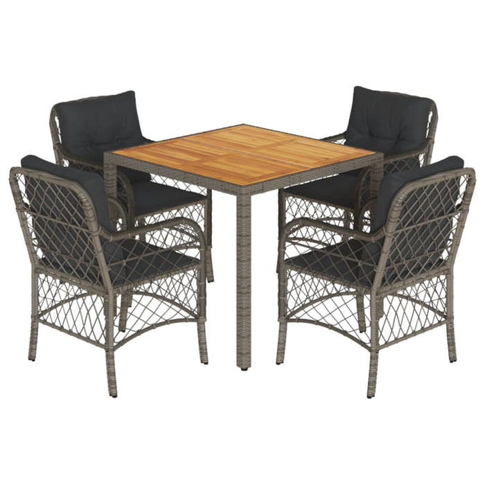 Set da Pranzo da Giardino 5 pz con Cuscini in Polyrattan Grigio 3212049