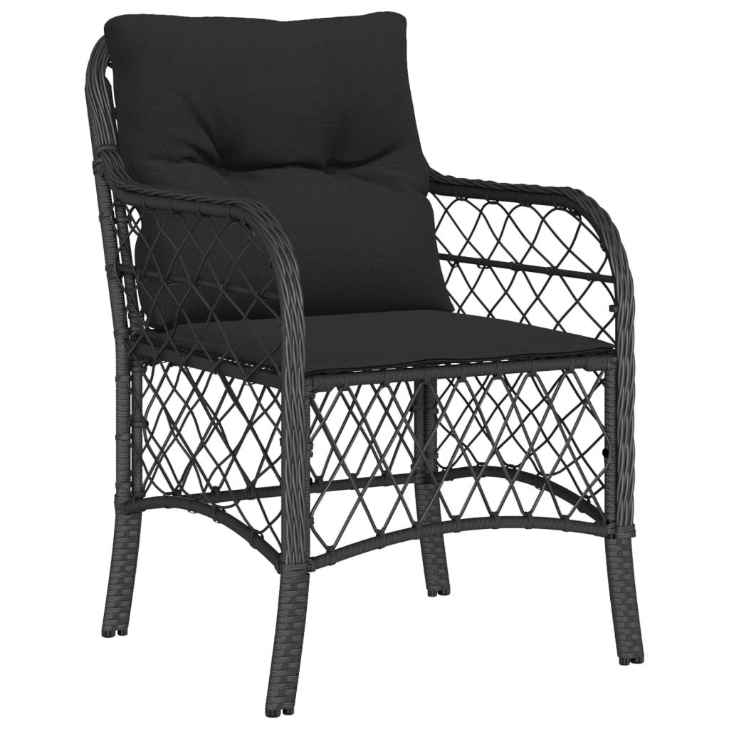 Set da Pranzo da Giardino 7 pz Nero con Cuscini in Polyrattan 3212056