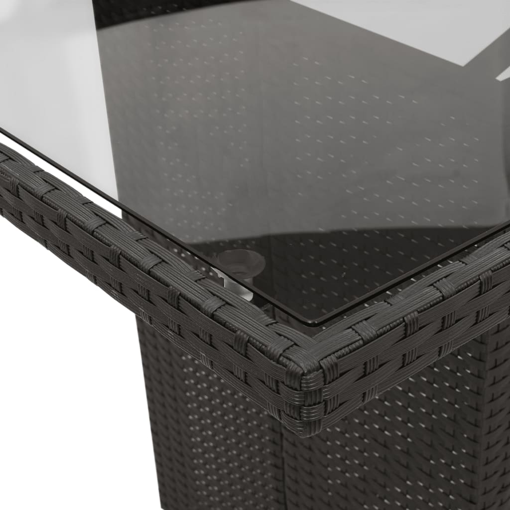 Set da Pranzo da Giardino 7 pz Nero con Cuscini in Polyrattan 3212056