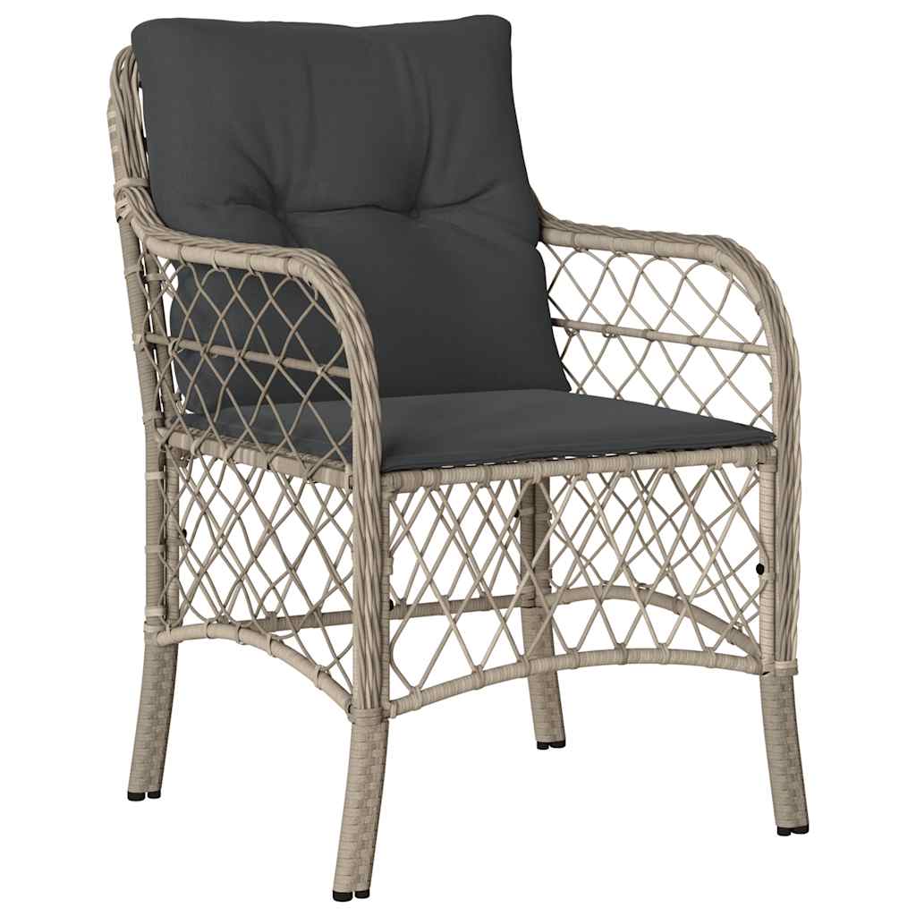 Set Pranzo da Giardino 9pz con Cuscini Grigio Chiaro Polyrattan
