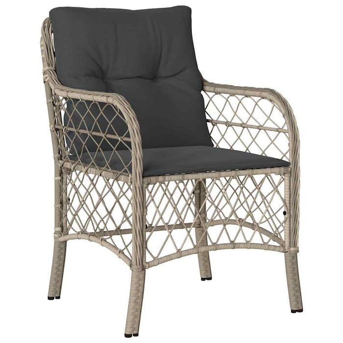 Set Pranzo da Giardino 9pz con Cuscini Grigio Chiaro Polyrattan