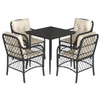 Set da Pranzo da Giardino 5 pz Nero con Cuscini in Polyrattancod mxl 111205