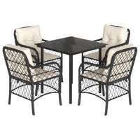 Set da Pranzo da Giardino 5 pz Nero con Cuscini in Polyrattan 3212090