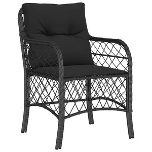 Set da Pranzo da Giardino 5 pz Nero con Cuscini in Polyrattan 3212106