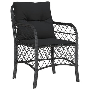 Set da Pranzo da Giardino 7 pz Nero con Cuscini in Polyrattan 3212107