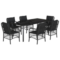 Set da Pranzo da Giardino 7 pz Nero con Cuscini in Polyrattan 3212108