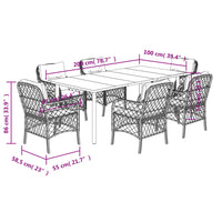 Set da Pranzo da Giardino 7 pz Nero con Cuscini in Polyrattan 3212108