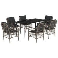 Set da Pranzo da Giardino 7 pz con Cuscini in Polyrattan Grigio 3212128
