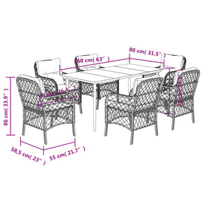 Set da Pranzo da Giardino 7 pz con Cuscini in Polyrattan Grigio 3212128