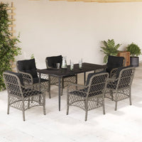 Set da Pranzo da Giardino 7 pz con Cuscini in Polyrattan Grigio 3212128